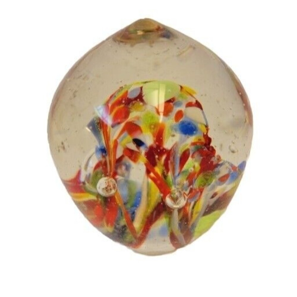 Vintage Art Glass Hand Blown Multicolor 3,5" Paperweight